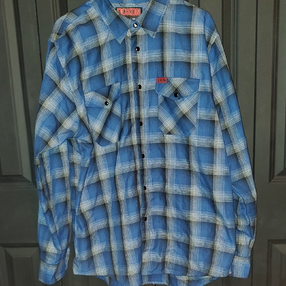 DIXXON Michael Myers Blue and White Plaid Button-Down Shirt